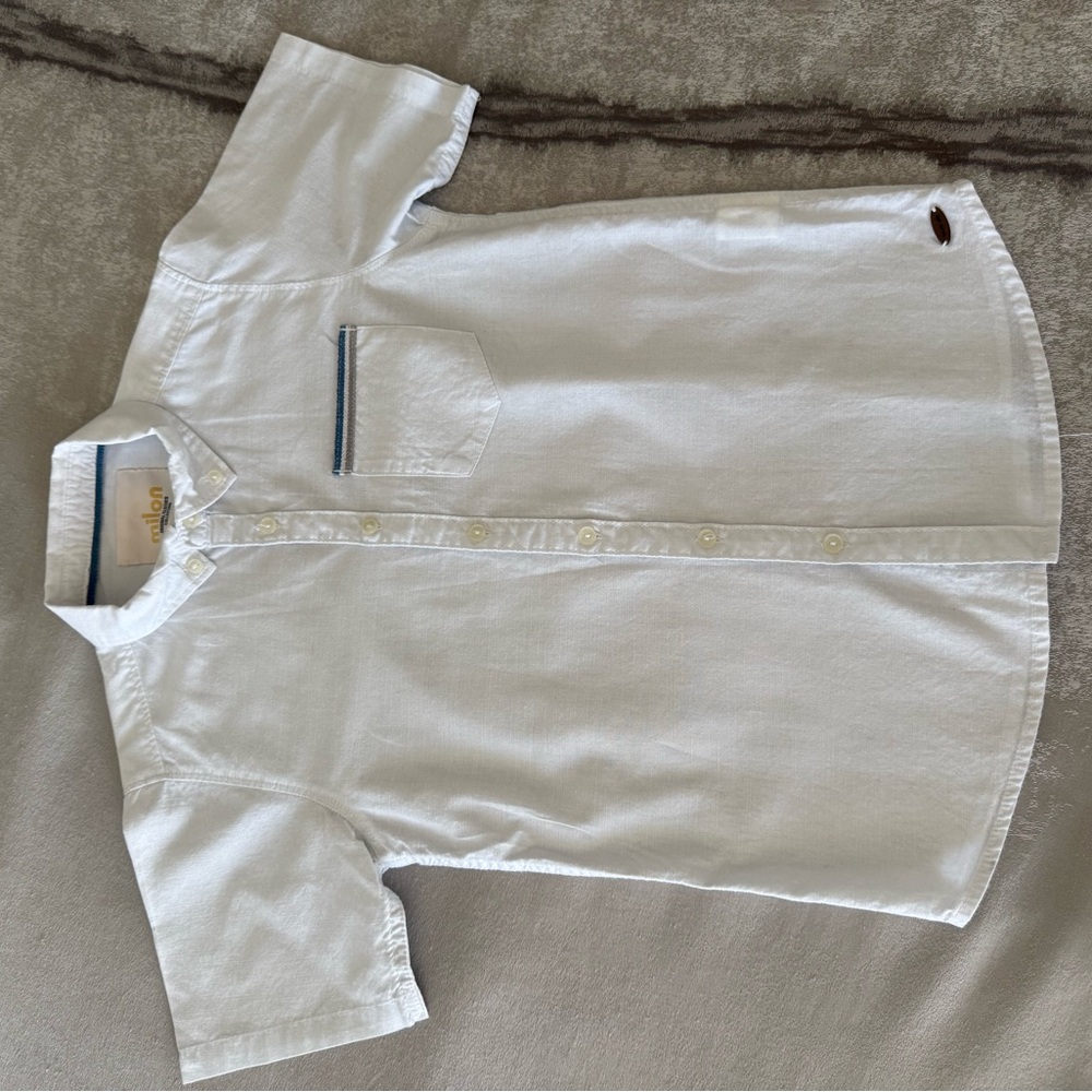 Linen White Short Sleeve Button Down Shirt